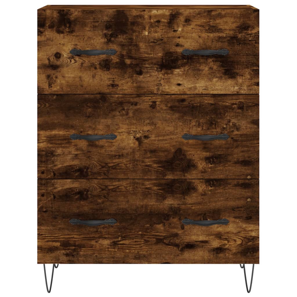 Hoge kast 69,5x34x180 cm bewerkt hout gerookt eikenkleurig is nu te koop bij PeponiXL, paradijselijk wonen!