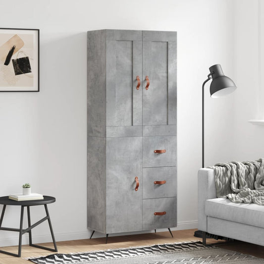 Hoge kast 69,5x34x180 cm bewerkt hout betongrijs is nu te koop bij PeponiXL, paradijselijk wonen!
