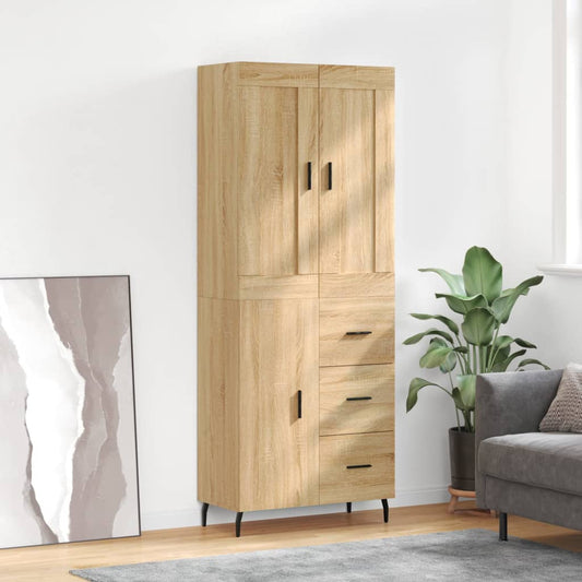 Hoge kast 69,5x34x180 cm bewerkt hout sonoma eikenkleurig is nu te koop bij PeponiXL, paradijselijk wonen!