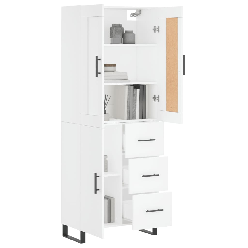 Hoge kast 69,5x34x180 cm bewerkt hout wit is nu te koop bij PeponiXL, paradijselijk wonen!