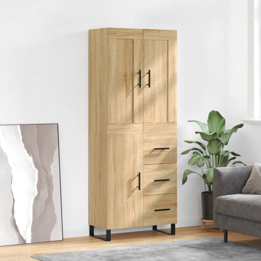 Hoge kast 69,5x34x180 cm bewerkt hout sonoma eikenkleurig is nu te koop bij PeponiXL, paradijselijk wonen!