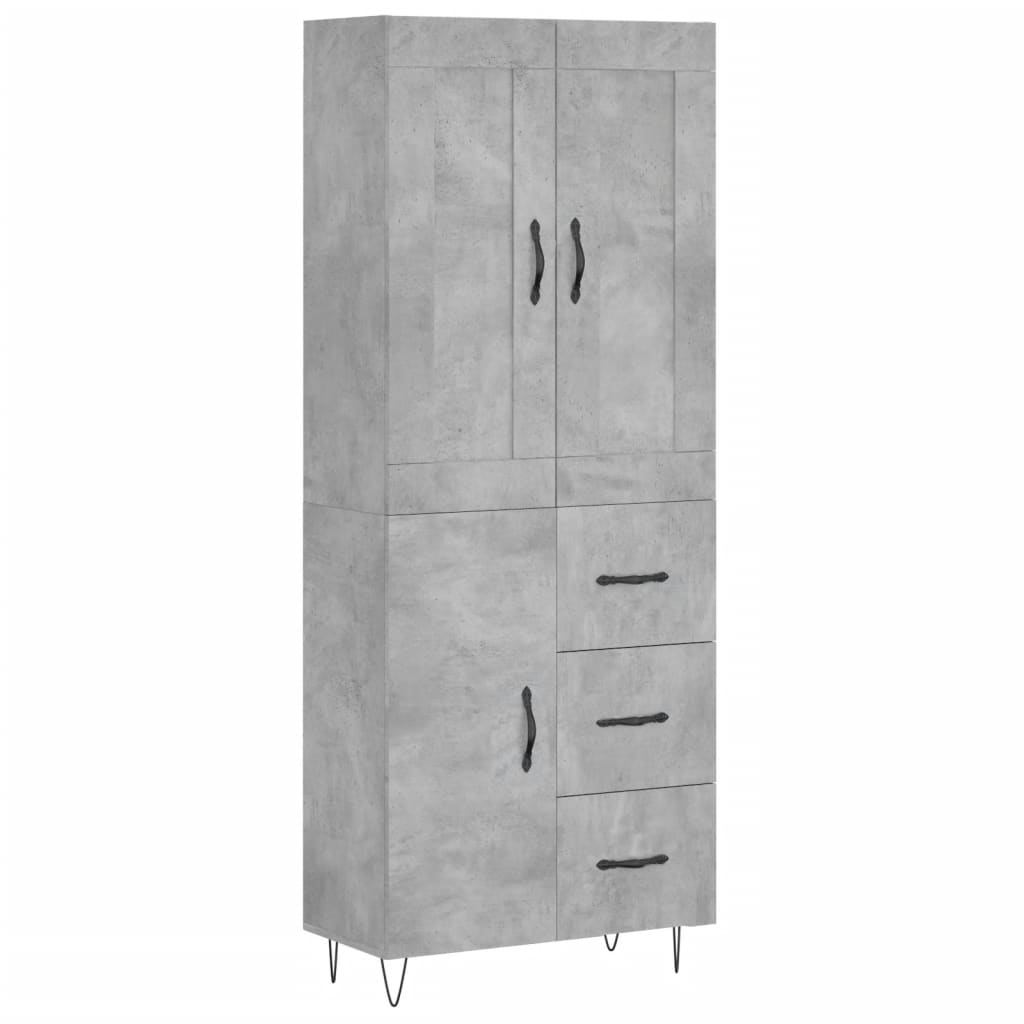 Hoge kast 69,5x34x180 cm bewerkt hout betongrijs is nu te koop bij PeponiXL, paradijselijk wonen!