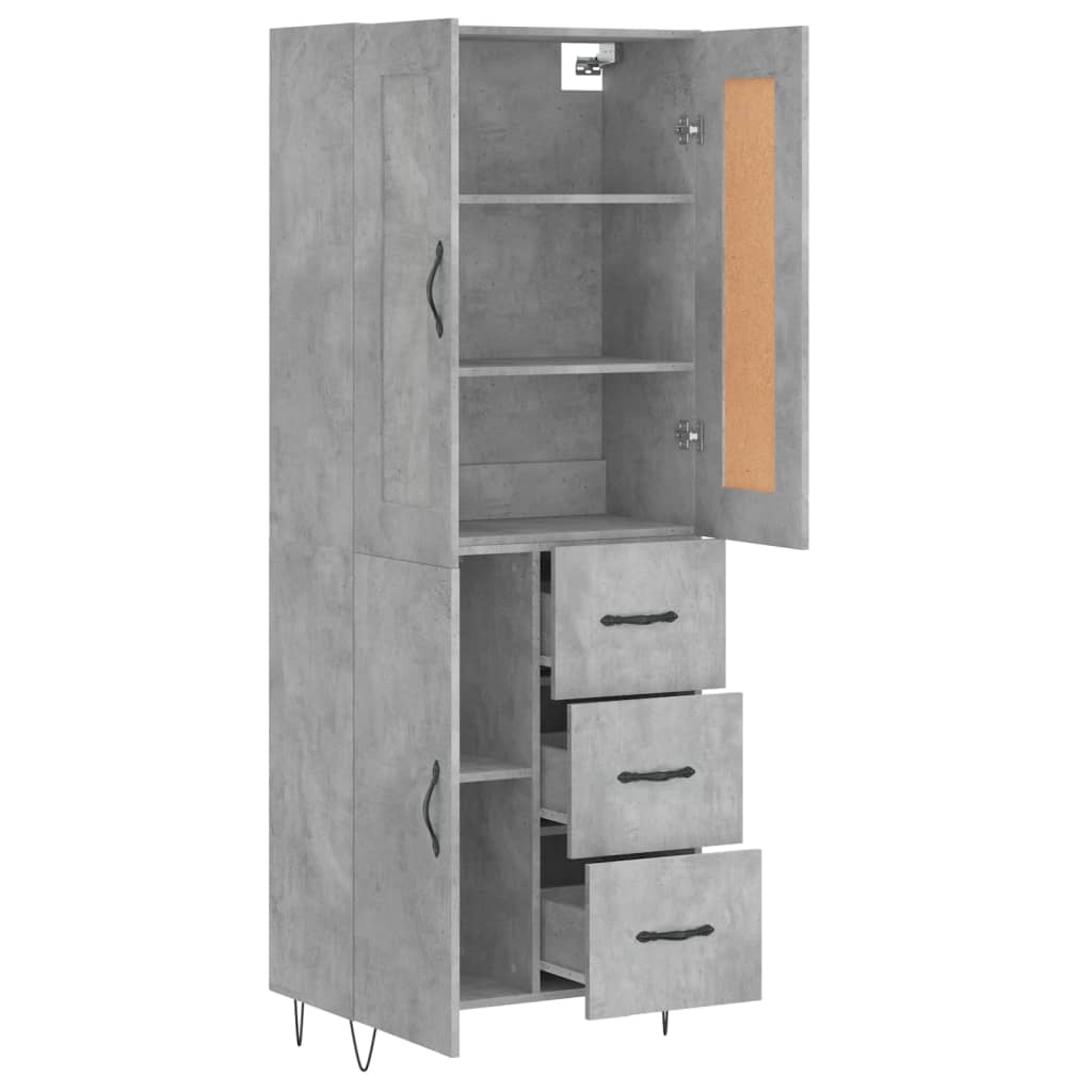 Hoge kast 69,5x34x180 cm bewerkt hout betongrijs is nu te koop bij PeponiXL, paradijselijk wonen!