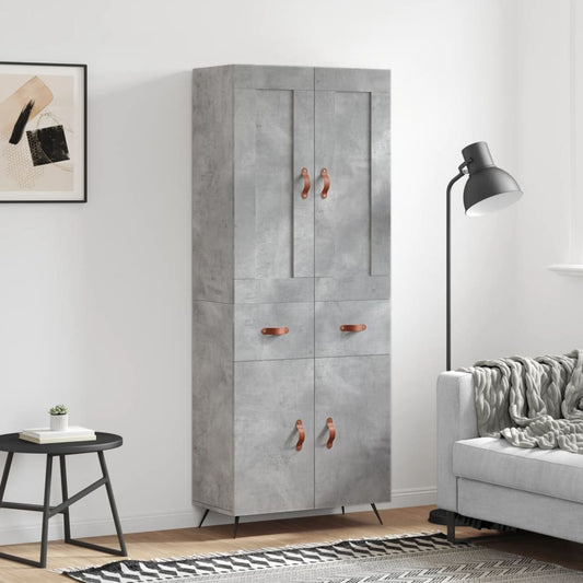 Hoge kast 69,5x34x180 cm bewerkt hout betongrijs is nu te koop bij PeponiXL, paradijselijk wonen!