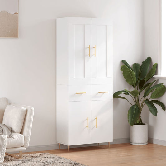 Hoge kast 69,5x34x180 cm bewerkt hout wit is nu te koop bij PeponiXL, paradijselijk wonen!