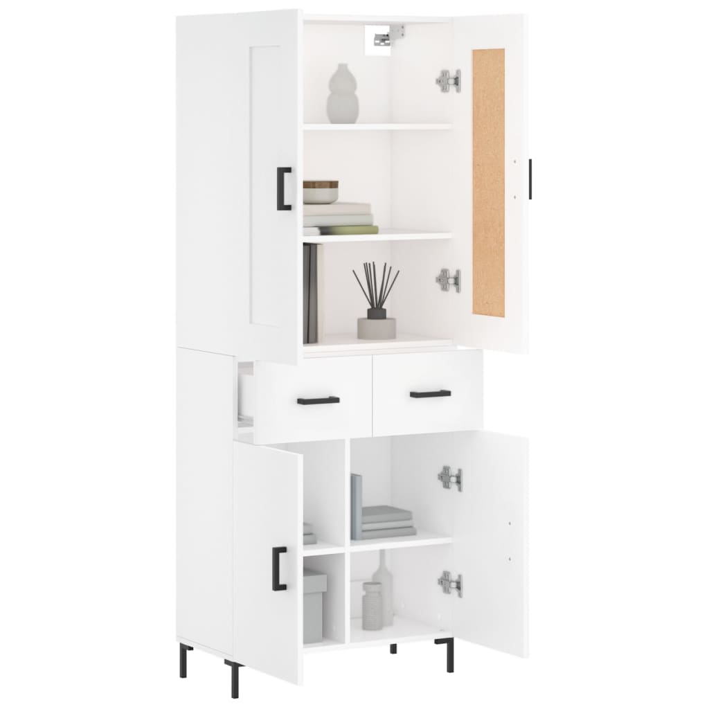 Hoge kast 69,5x34x180 cm bewerkt hout wit is nu te koop bij PeponiXL, paradijselijk wonen!