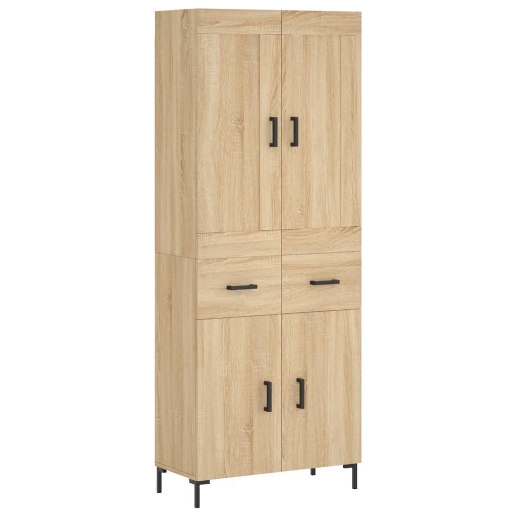 Hoge kast 69,5x34x180 cm bewerkt hout sonoma eikenkleurig is nu te koop bij PeponiXL, paradijselijk wonen!