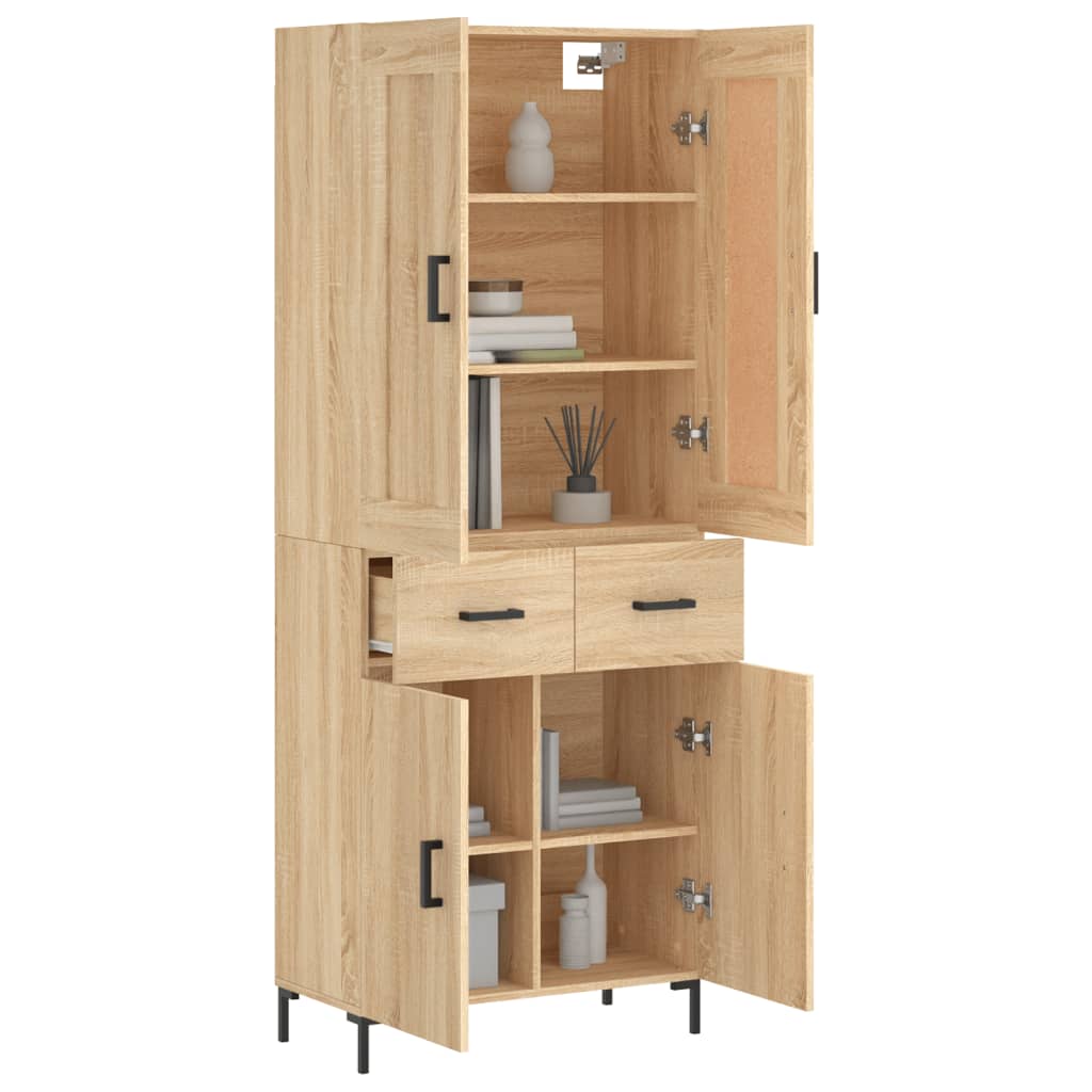 Hoge kast 69,5x34x180 cm bewerkt hout sonoma eikenkleurig is nu te koop bij PeponiXL, paradijselijk wonen!
