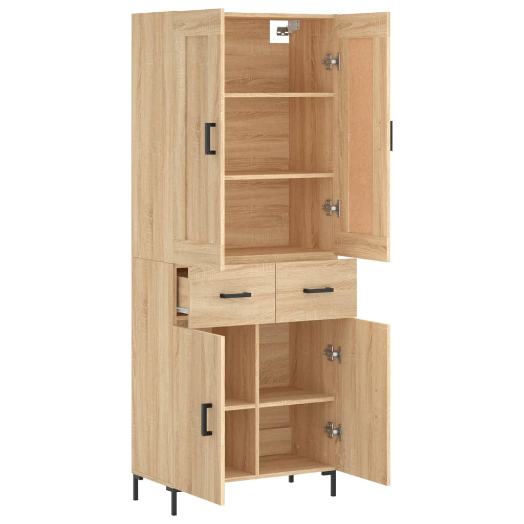 Hoge kast 69,5x34x180 cm bewerkt hout sonoma eikenkleurig is nu te koop bij PeponiXL, paradijselijk wonen!