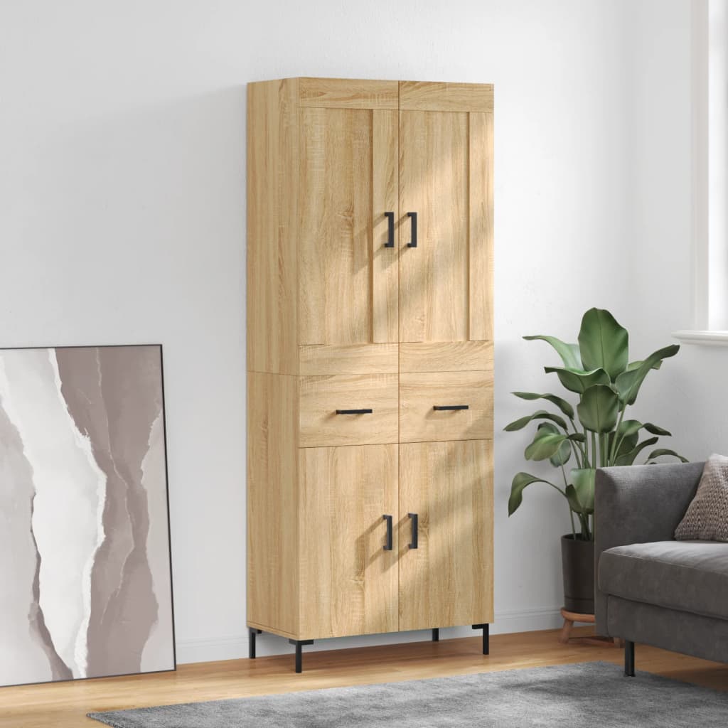 Hoge kast 69,5x34x180 cm bewerkt hout sonoma eikenkleurig is nu te koop bij PeponiXL, paradijselijk wonen!