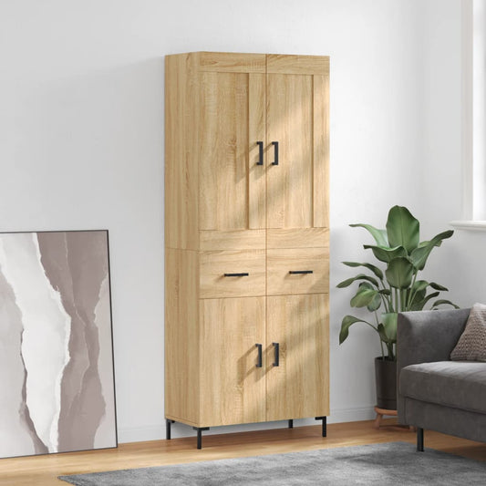 Hoge kast 69,5x34x180 cm bewerkt hout sonoma eikenkleurig is nu te koop bij PeponiXL, paradijselijk wonen!