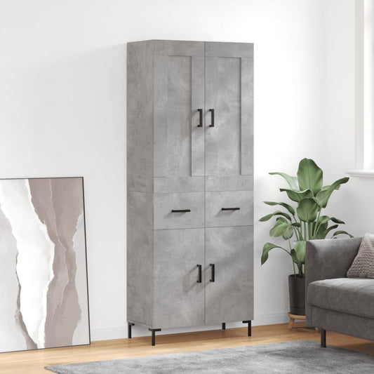 Hoge kast 69,5x34x180 cm bewerkt hout betongrijs is nu te koop bij PeponiXL, paradijselijk wonen!