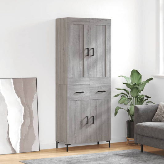 Hoge kast 69,5x34x180 cm bewerkt hout grijs sonoma eikenkleurig is nu te koop bij PeponiXL, paradijselijk wonen!