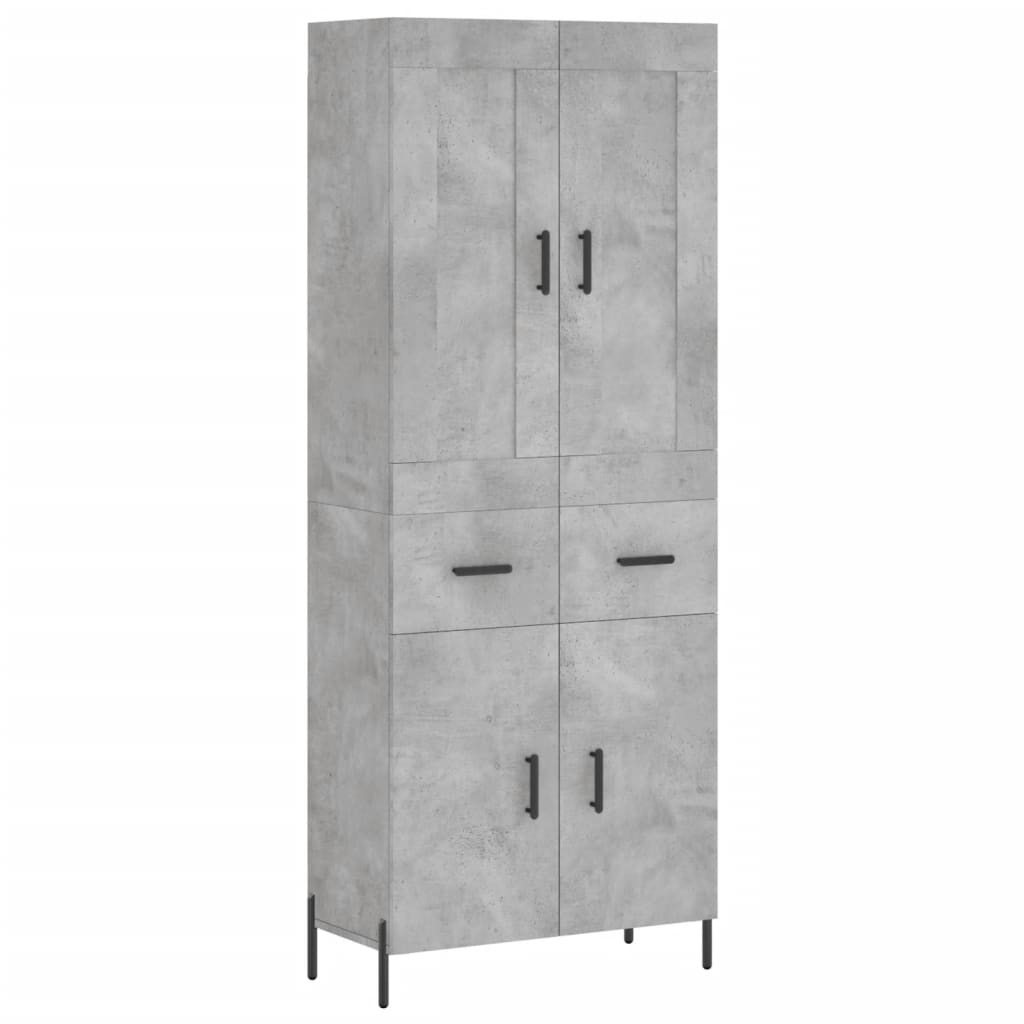 Hoge kast 69,5x34x180 cm bewerkt hout betongrijs is nu te koop bij PeponiXL, paradijselijk wonen!
