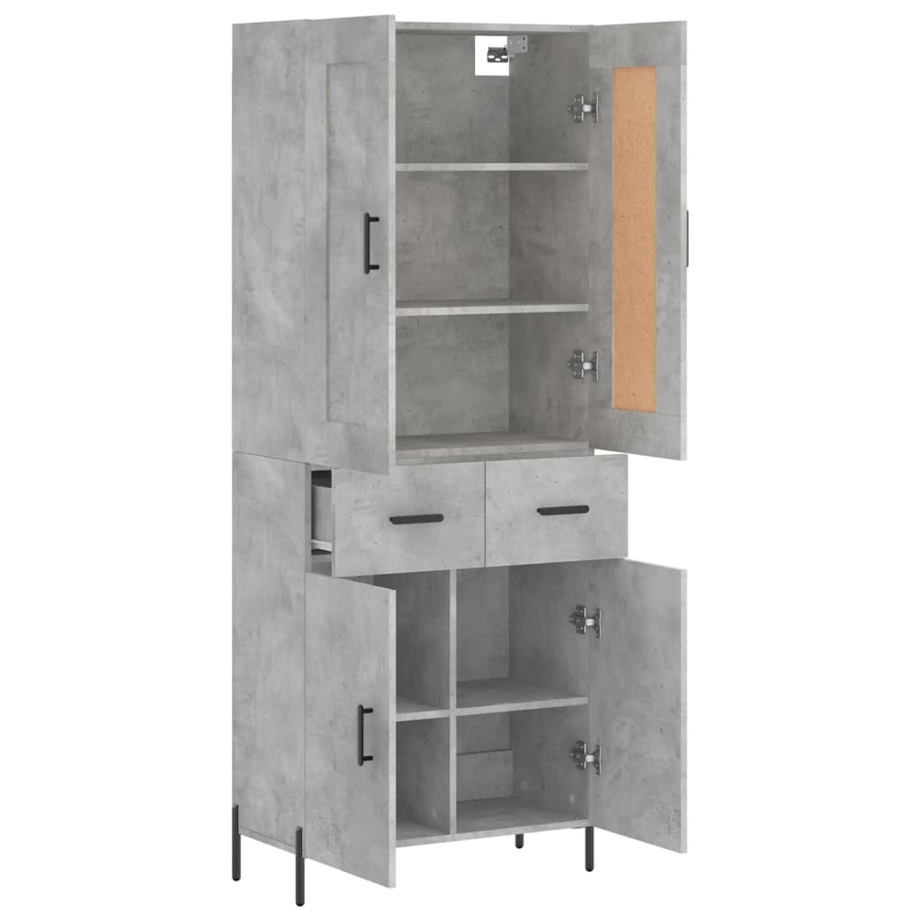 Hoge kast 69,5x34x180 cm bewerkt hout betongrijs is nu te koop bij PeponiXL, paradijselijk wonen!