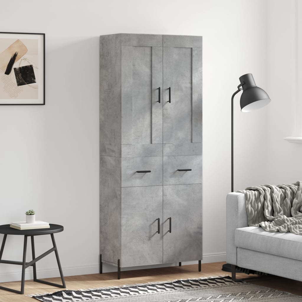 Hoge kast 69,5x34x180 cm bewerkt hout betongrijs is nu te koop bij PeponiXL, paradijselijk wonen!