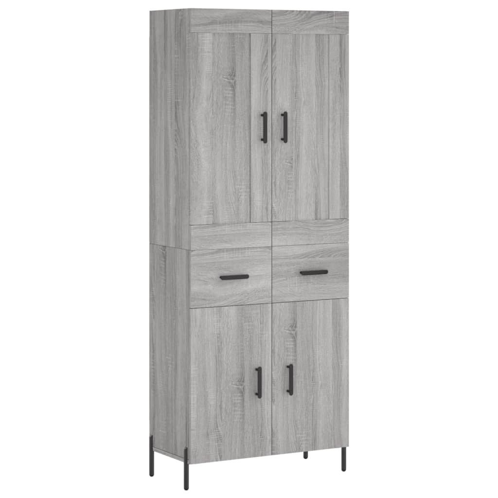 Hoge kast 69,5x34x180 cm bewerkt hout grijs sonoma eikenkleurig is nu te koop bij PeponiXL, paradijselijk wonen!
