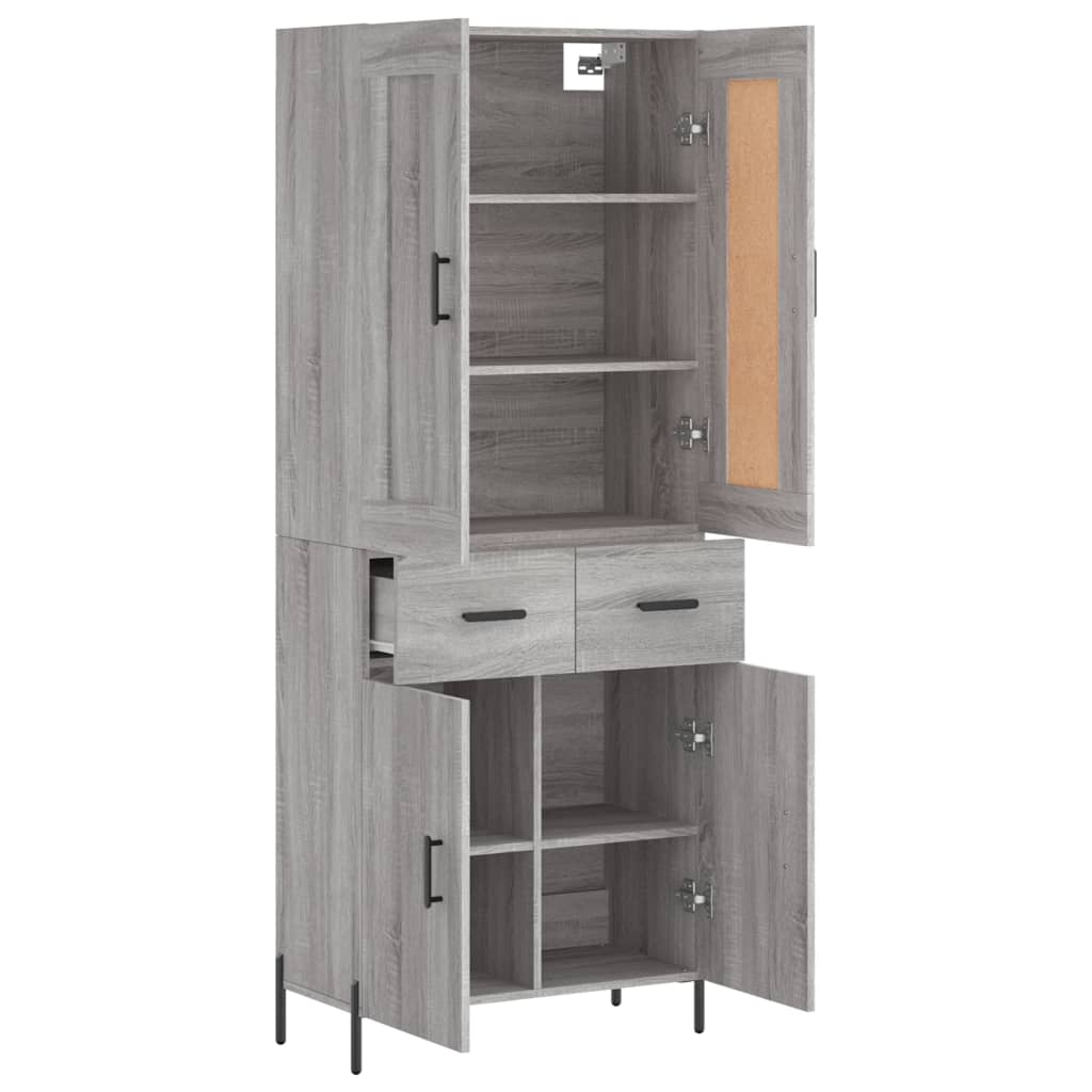 Hoge kast 69,5x34x180 cm bewerkt hout grijs sonoma eikenkleurig is nu te koop bij PeponiXL, paradijselijk wonen!