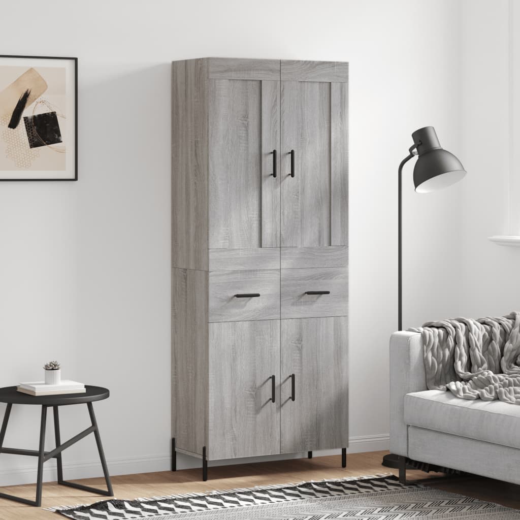 Hoge kast 69,5x34x180 cm bewerkt hout grijs sonoma eikenkleurig is nu te koop bij PeponiXL, paradijselijk wonen!