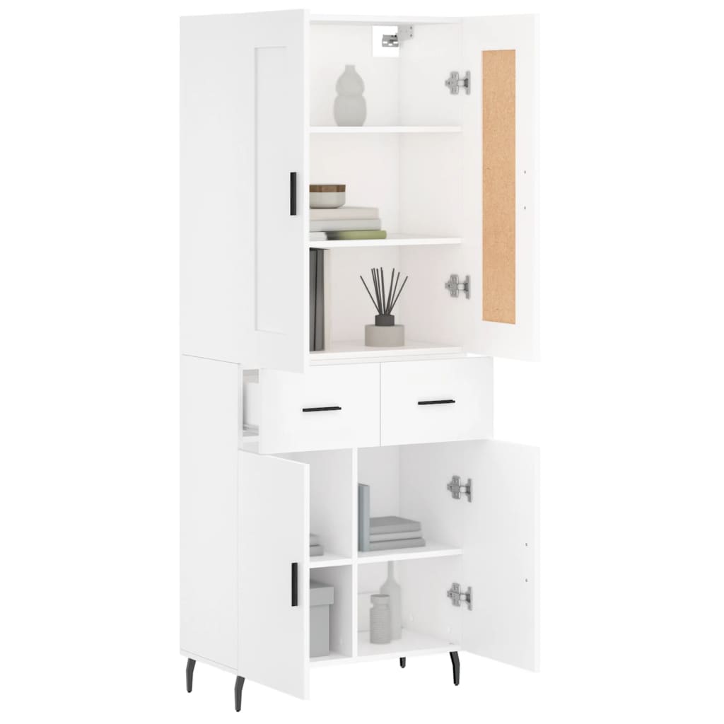 Hoge kast 69,5x34x180 cm bewerkt hout wit is nu te koop bij PeponiXL, paradijselijk wonen!