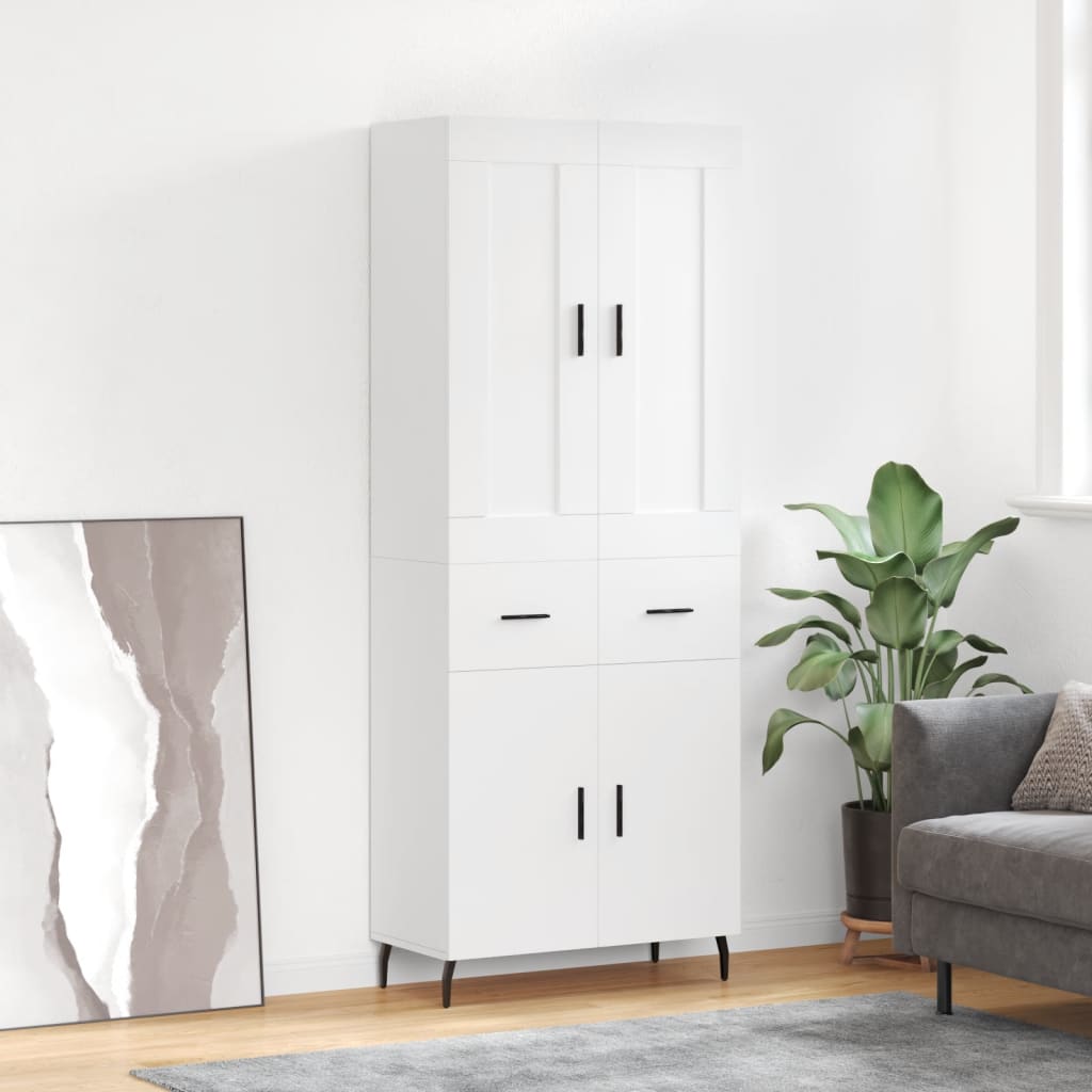 Hoge kast 69,5x34x180 cm bewerkt hout wit is nu te koop bij PeponiXL, paradijselijk wonen!