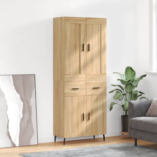 Hoge kast 69,5x34x180 cm bewerkt hout sonoma eikenkleurig is nu te koop bij PeponiXL, paradijselijk wonen!
