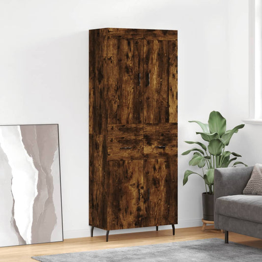 Hoge kast 69,5x34x180 cm bewerkt hout gerookt eikenkleurig is nu te koop bij PeponiXL, paradijselijk wonen!