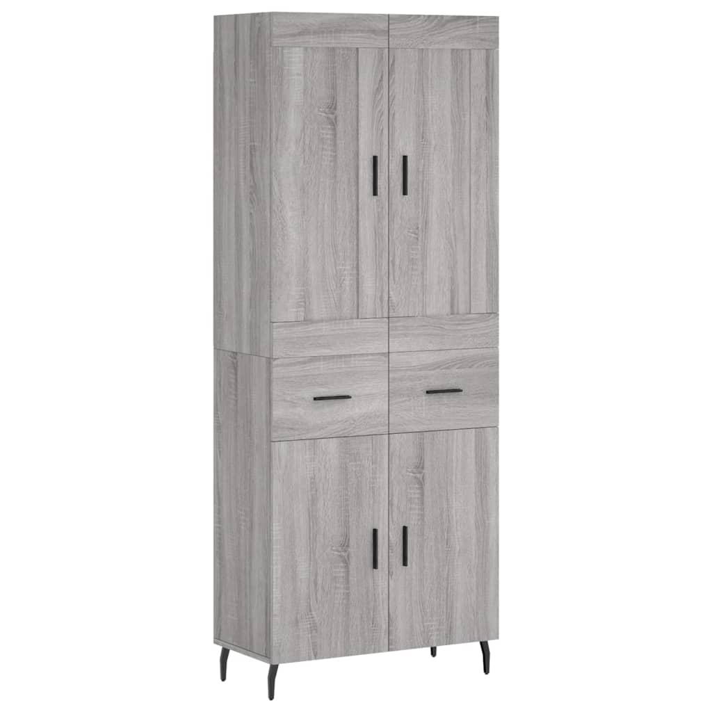 Hoge kast 69,5x34x180 cm bewerkt hout grijs sonoma eikenkleurig is nu te koop bij PeponiXL, paradijselijk wonen!