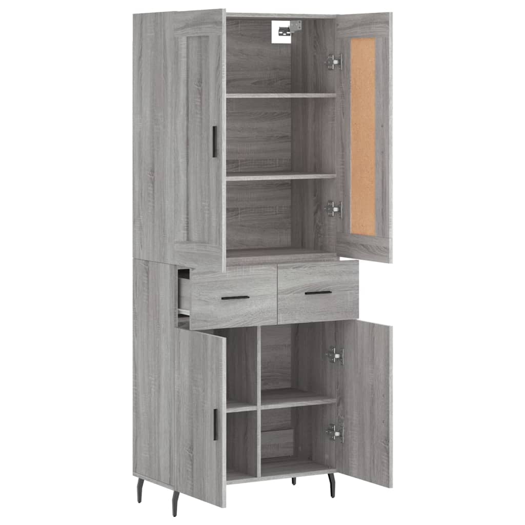 Hoge kast 69,5x34x180 cm bewerkt hout grijs sonoma eikenkleurig is nu te koop bij PeponiXL, paradijselijk wonen!