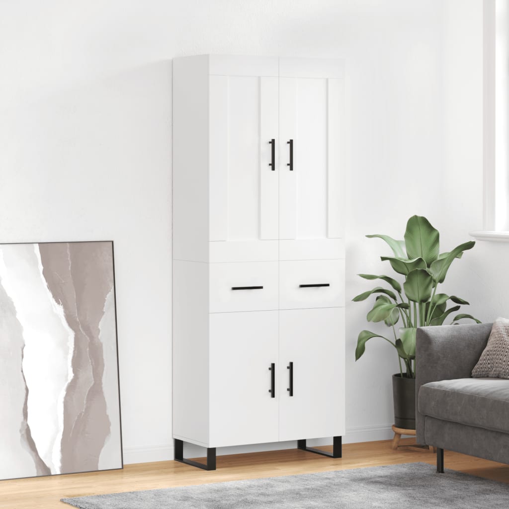 Hoge kast 69,5x34x180 cm bewerkt hout wit is nu te koop bij PeponiXL, paradijselijk wonen!