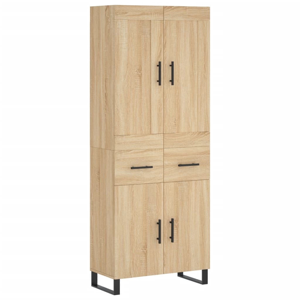 Hoge kast 69,5x34x180 cm bewerkt hout sonoma eikenkleurig is nu te koop bij PeponiXL, paradijselijk wonen!