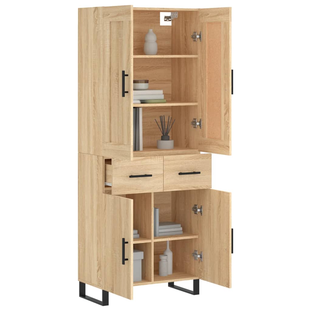Hoge kast 69,5x34x180 cm bewerkt hout sonoma eikenkleurig is nu te koop bij PeponiXL, paradijselijk wonen!