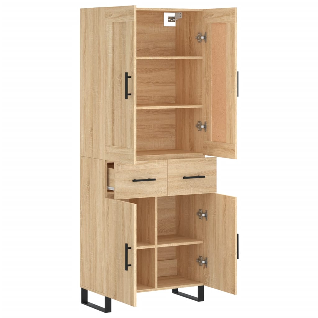 Hoge kast 69,5x34x180 cm bewerkt hout sonoma eikenkleurig is nu te koop bij PeponiXL, paradijselijk wonen!