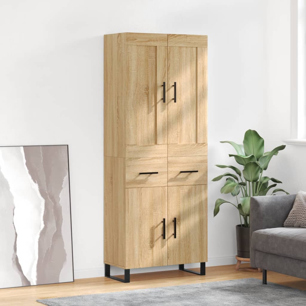 Hoge kast 69,5x34x180 cm bewerkt hout sonoma eikenkleurig is nu te koop bij PeponiXL, paradijselijk wonen!