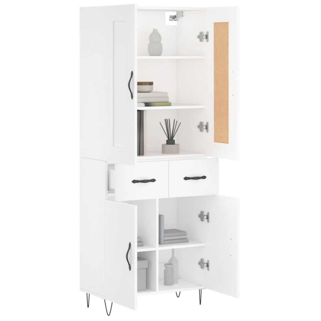 Hoge kast 69,5x34x180 cm bewerkt hout wit is nu te koop bij PeponiXL, paradijselijk wonen!