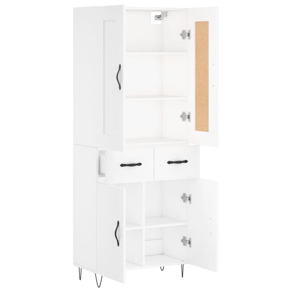 Hoge kast 69,5x34x180 cm bewerkt hout wit is nu te koop bij PeponiXL, paradijselijk wonen!