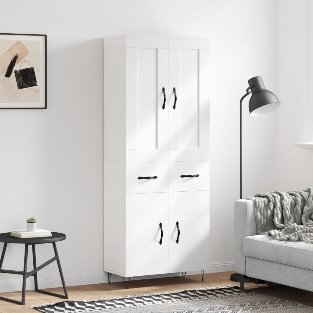 Hoge kast 69,5x34x180 cm bewerkt hout wit is nu te koop bij PeponiXL, paradijselijk wonen!
