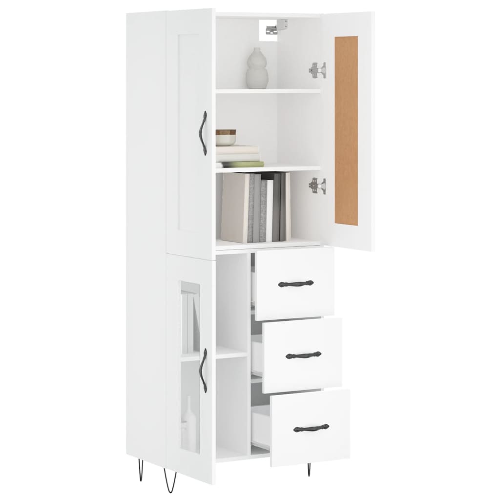 Hoge kast 69,5x34x180 cm bewerkt hout wit is nu te koop bij PeponiXL, paradijselijk wonen!