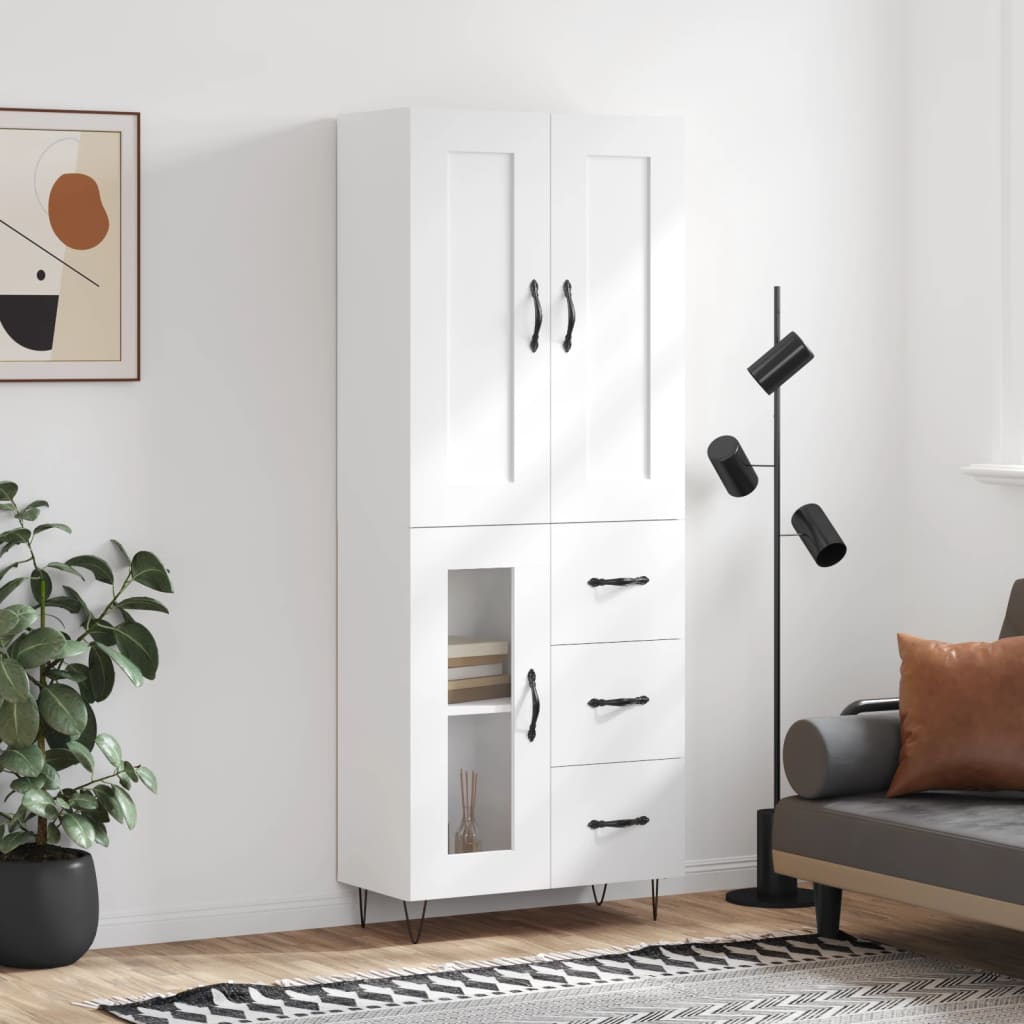Hoge kast 69,5x34x180 cm bewerkt hout wit is nu te koop bij PeponiXL, paradijselijk wonen!