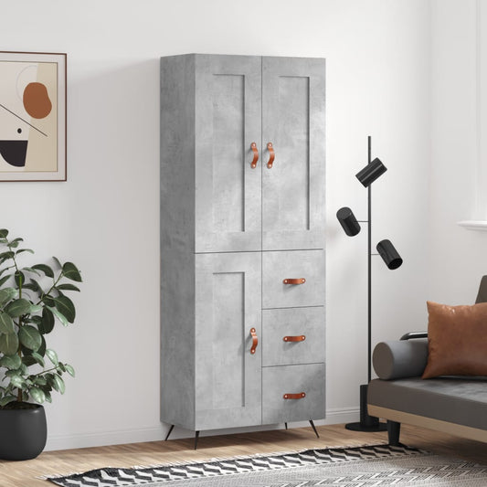 Hoge kast 69,5x34x180 cm bewerkt hout betongrijs is nu te koop bij PeponiXL, paradijselijk wonen!