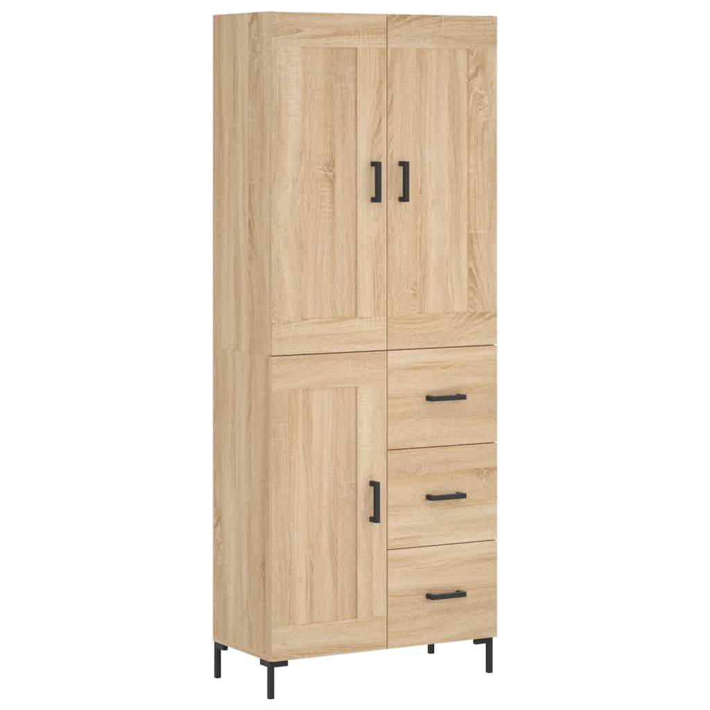 Hoge kast 69,5x34x180 cm bewerkt hout sonoma eikenkleurig is nu te koop bij PeponiXL, paradijselijk wonen!