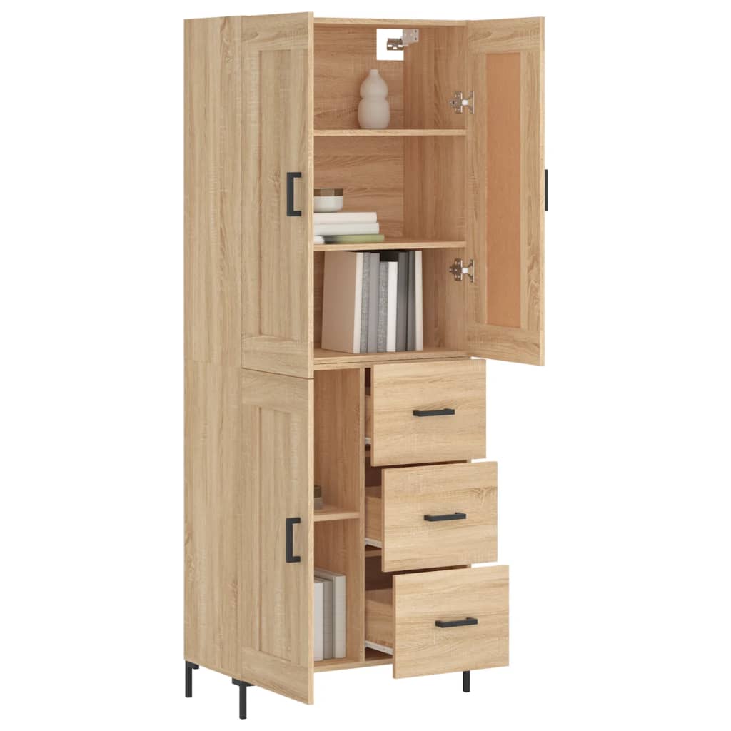 Hoge kast 69,5x34x180 cm bewerkt hout sonoma eikenkleurig is nu te koop bij PeponiXL, paradijselijk wonen!