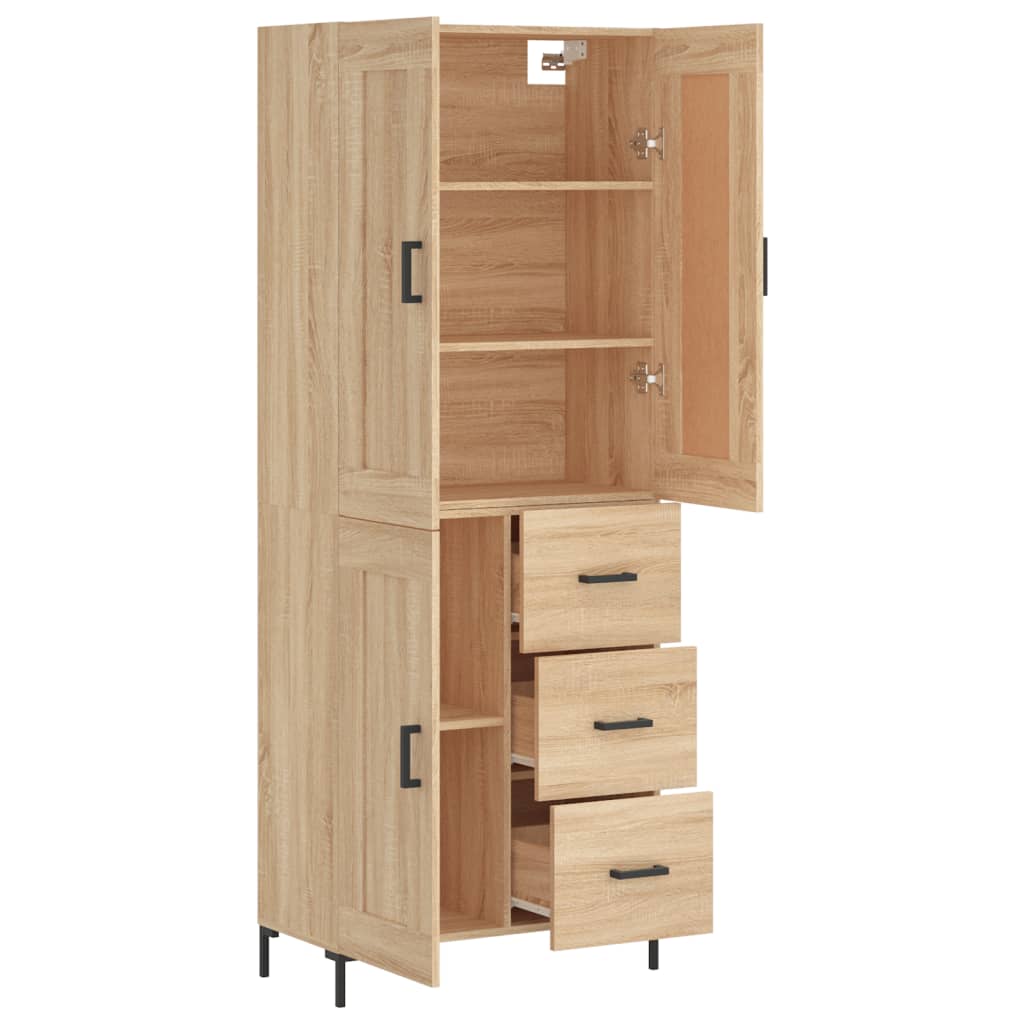Hoge kast 69,5x34x180 cm bewerkt hout sonoma eikenkleurig is nu te koop bij PeponiXL, paradijselijk wonen!