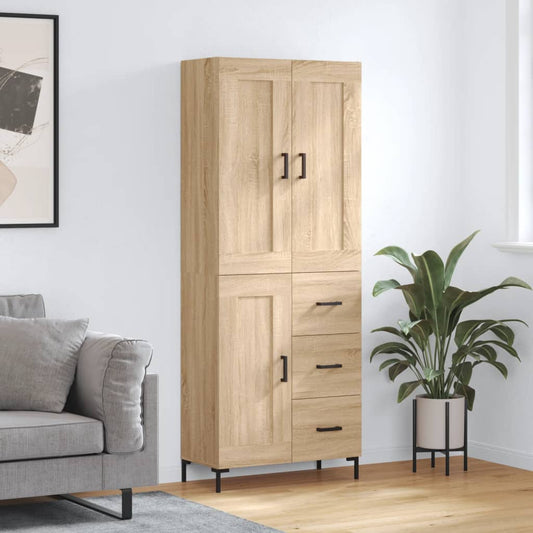 Hoge kast 69,5x34x180 cm bewerkt hout sonoma eikenkleurig is nu te koop bij PeponiXL, paradijselijk wonen!