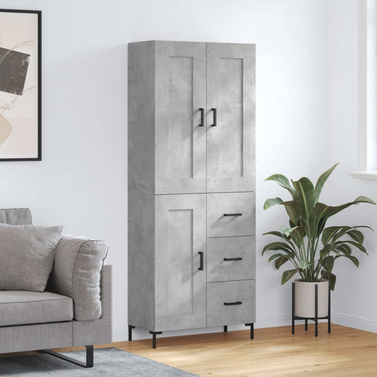 Hoge kast 69,5x34x180 cm bewerkt hout betongrijs is nu te koop bij PeponiXL, paradijselijk wonen!