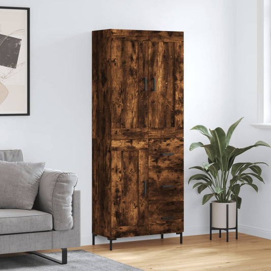 Hoge kast 69,5x34x180 cm bewerkt hout gerookt eikenkleurig is nu te koop bij PeponiXL, paradijselijk wonen!