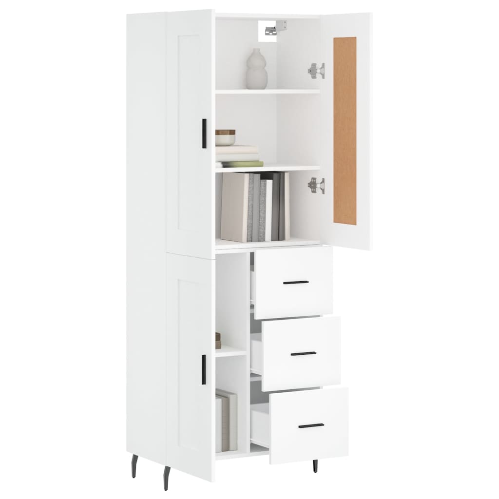 Hoge kast 69,5x34x180 cm bewerkt hout wit is nu te koop bij PeponiXL, paradijselijk wonen!