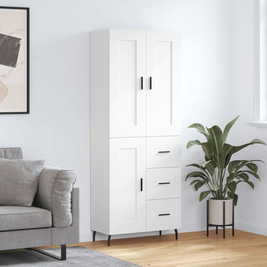 Hoge kast 69,5x34x180 cm bewerkt hout wit is nu te koop bij PeponiXL, paradijselijk wonen!