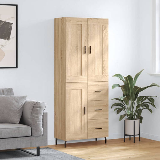 Hoge kast 69,5x34x180 cm bewerkt hout sonoma eikenkleurig is nu te koop bij PeponiXL, paradijselijk wonen!
