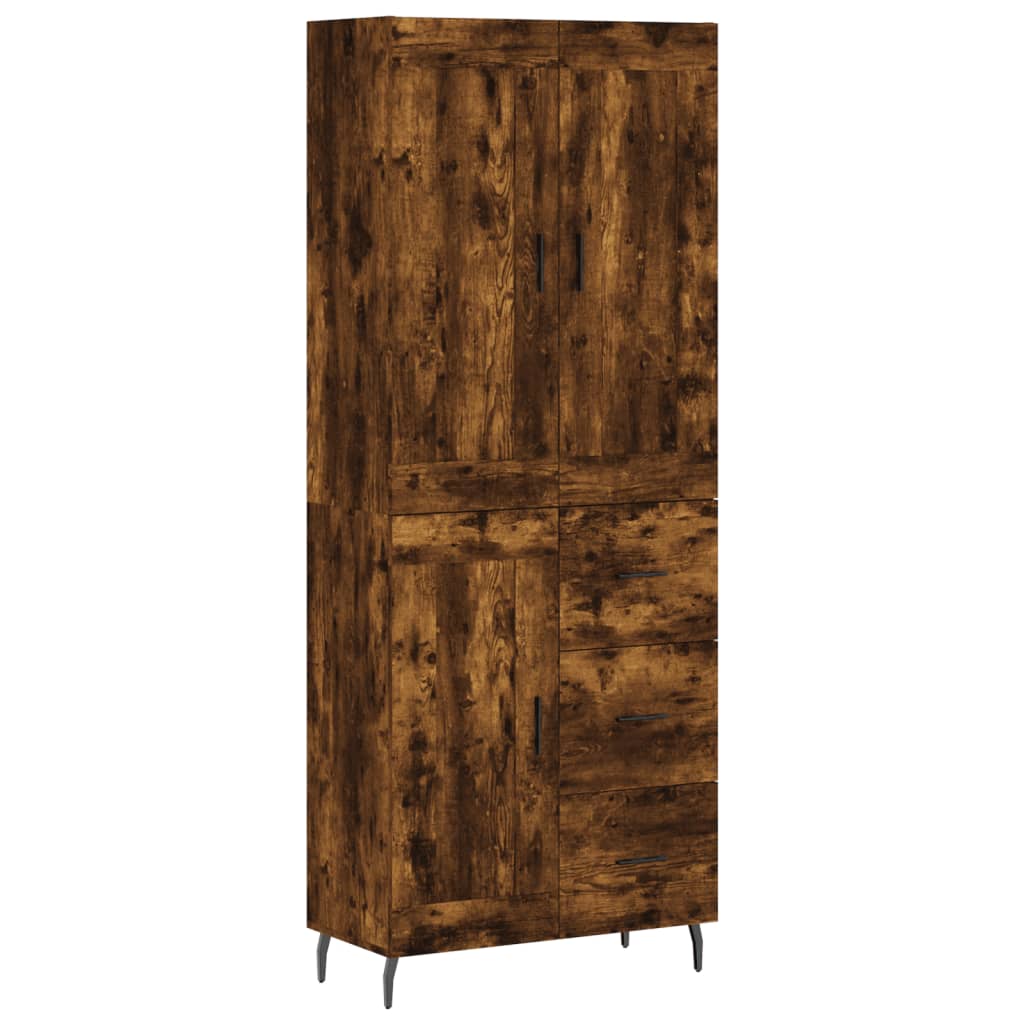 Hoge kast 69,5x34x180 cm bewerkt hout gerookt eikenkleurig is nu te koop bij PeponiXL, paradijselijk wonen!